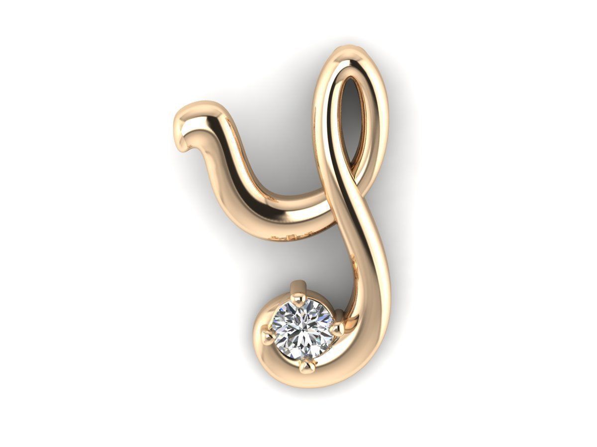 Pendant Y infinity with diamond 3D print model_1