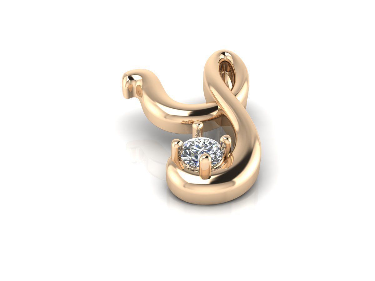Pendant Y infinity with diamond 3D print model_4