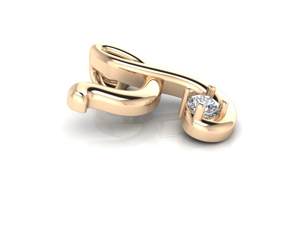 Pendant Y infinity with diamond 3D print model_3