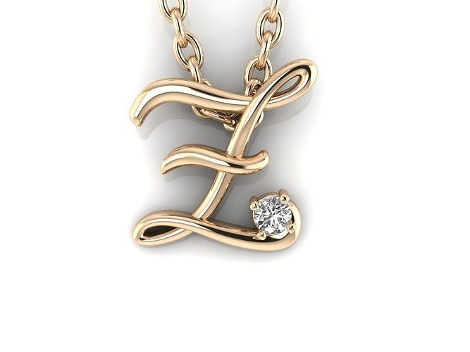 Pendant Z initial in rose gold with diamond 3D print model