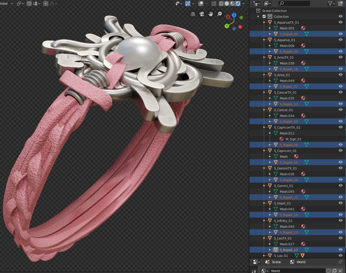 Bracelet Zodiac signs - PBR 3D model_9