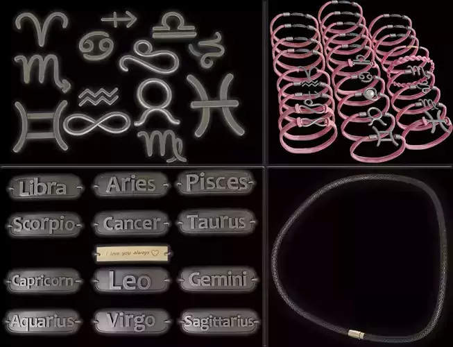 Bracelet Zodiac signs - PBR 3D model