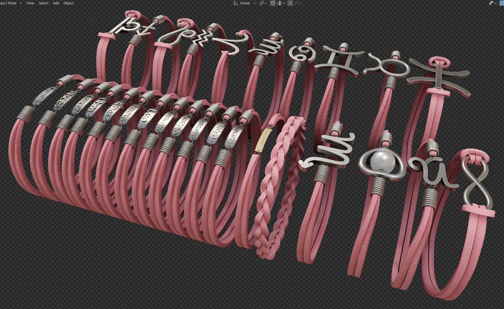 Bracelet Zodiac signs - PBR 3D model_5