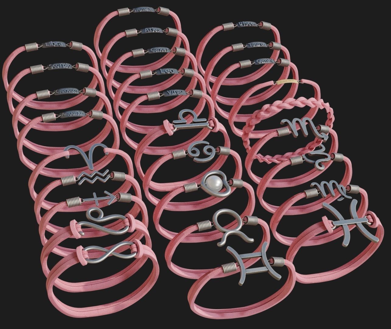 Bracelet Zodiac signs - PBR 3D model_12