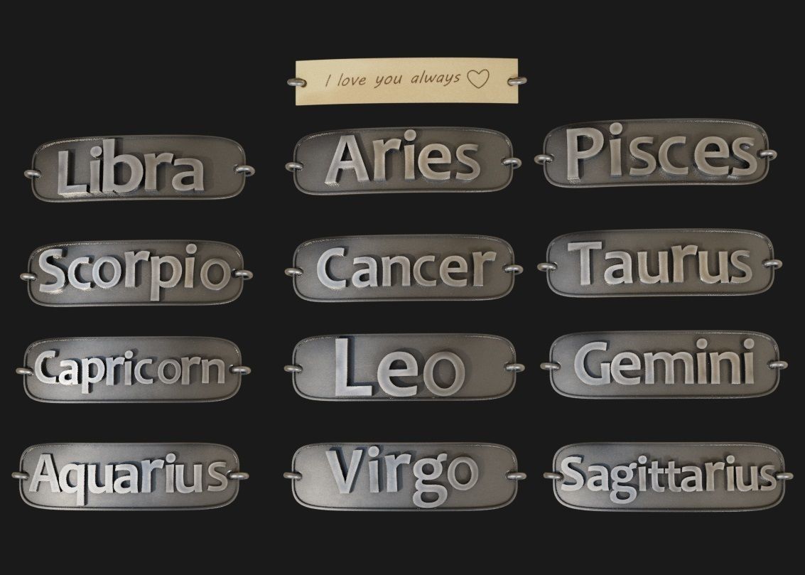 Bracelet Zodiac signs - PBR 3D model_7