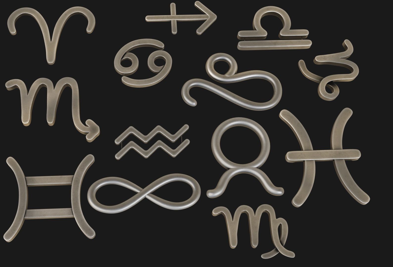 Bracelet Zodiac signs - PBR 3D model_8