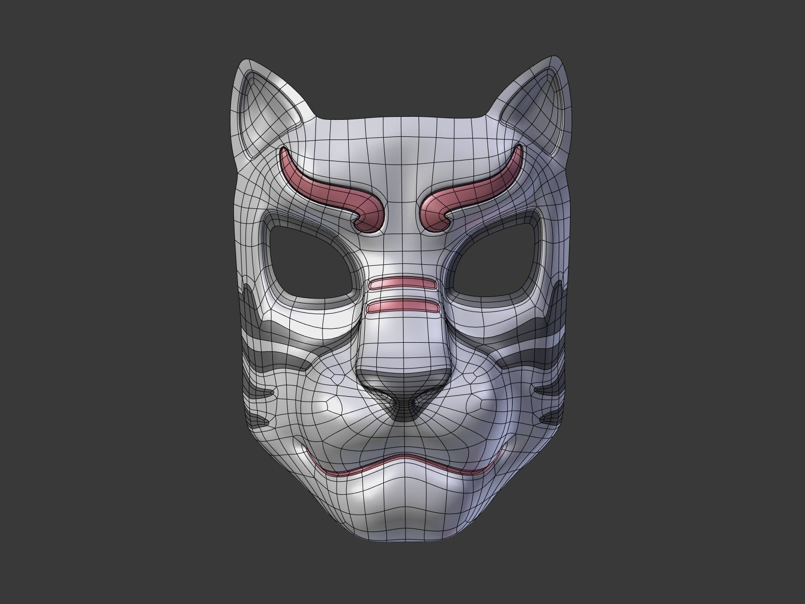 Tiger Mask Low-poly 3D model_2