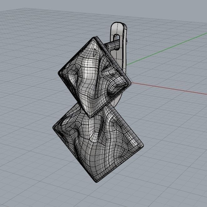 Women Earrings squares with waves 3dm stl 3D print model 3D print model_30