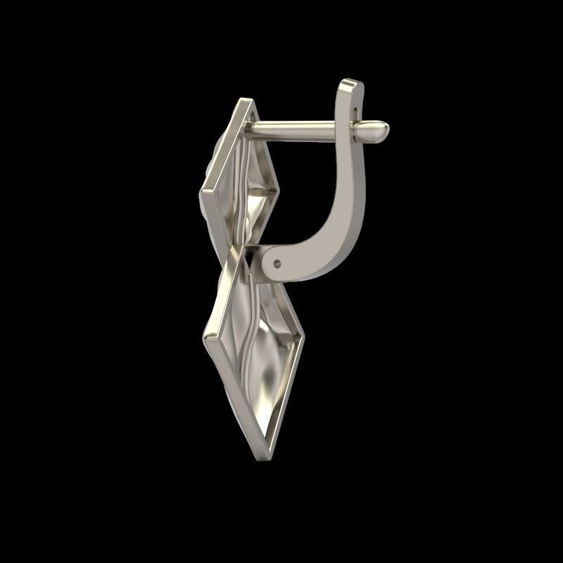 Women Earrings squares with waves 3dm stl 3D print model 3D print model_7