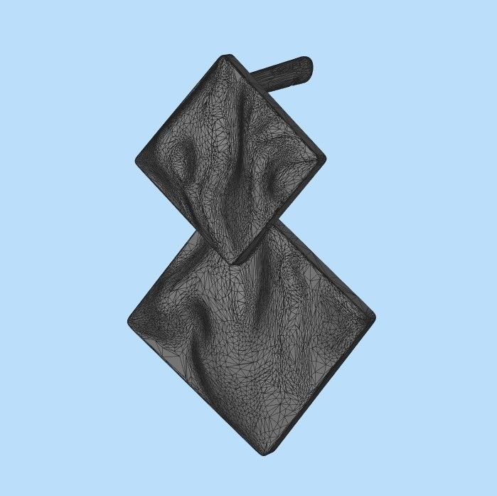 Women Earrings squares with waves 3dm stl 3D print model 3D print model_34