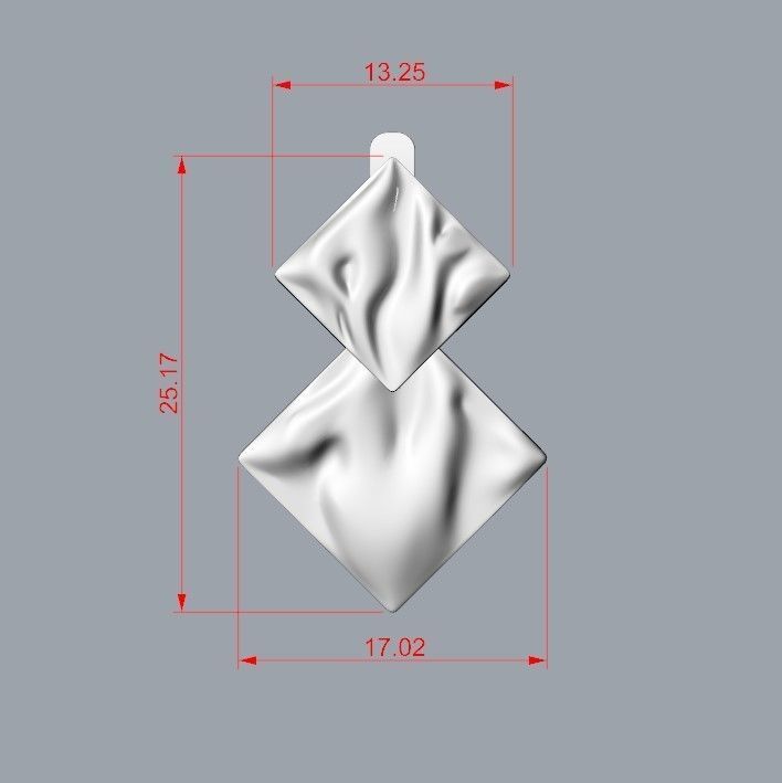 Women Earrings squares with waves 3dm stl 3D print model 3D print model_29