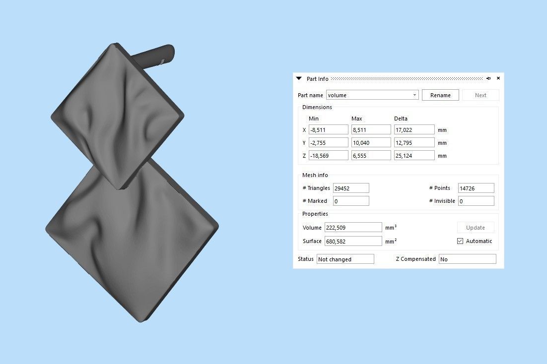 Women Earrings squares with waves 3dm stl 3D print model 3D print model_33