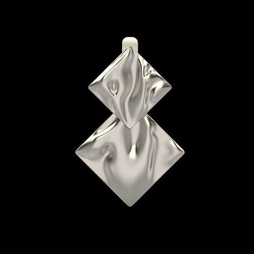 Women Earrings squares with waves 3dm stl 3D print model 3D print model