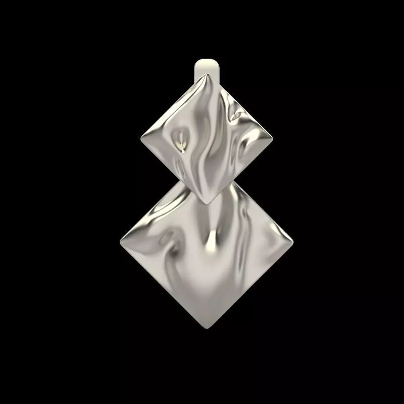 Women Earrings squares with waves 3dm stl 3D print model 3D print model_0