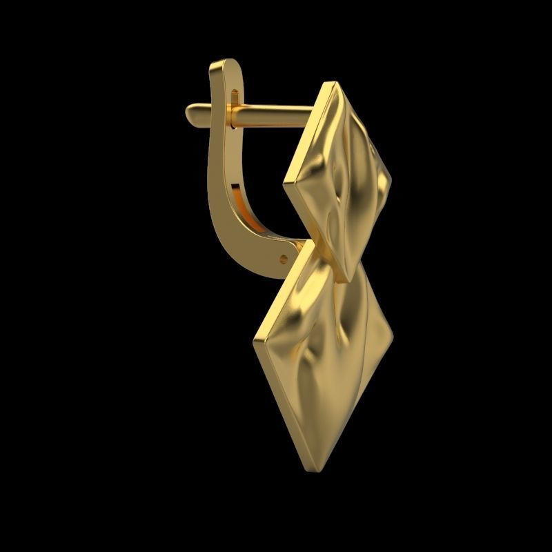 Women Earrings squares with waves 3dm stl 3D print model 3D print model_9