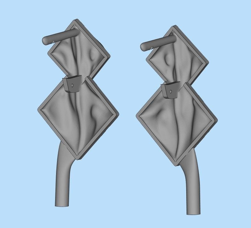 Women Earrings squares with waves 3dm stl 3D print model 3D print model_27