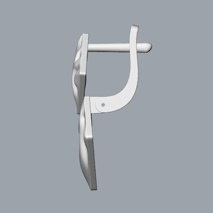 Women Earrings squares with waves 3dm stl 3D print model 3D print model_31