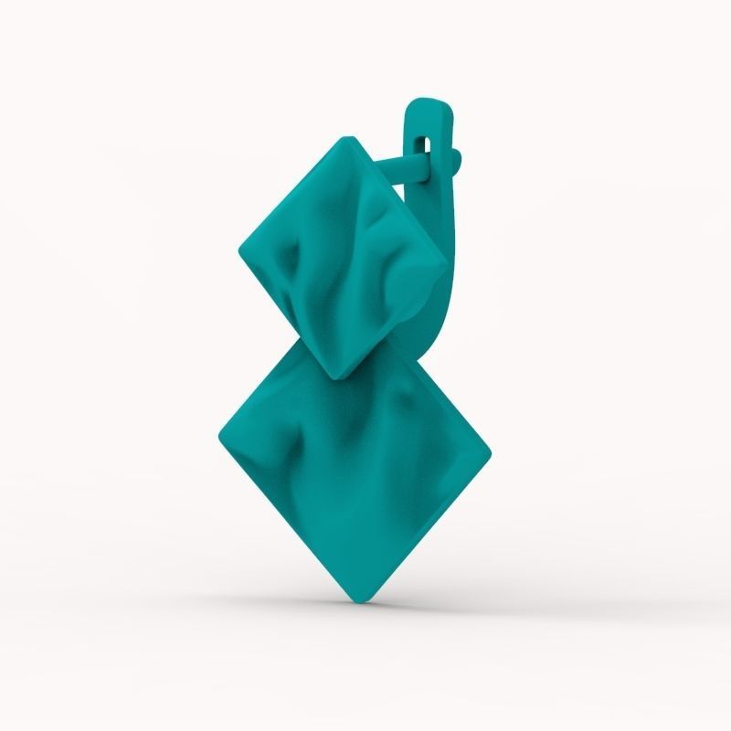 Women Earrings squares with waves 3dm stl 3D print model 3D print model_16