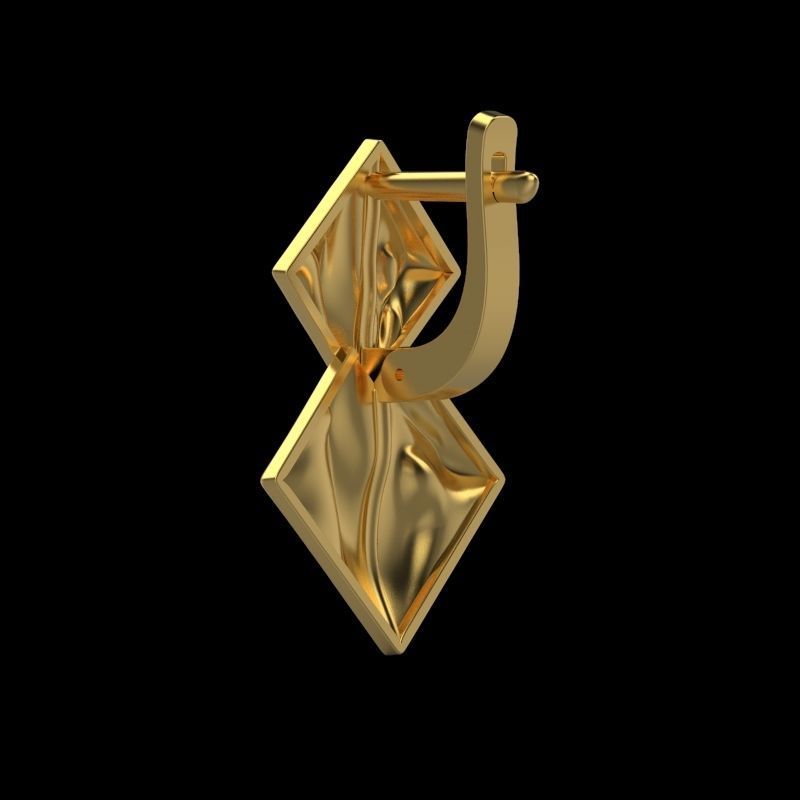 Women Earrings squares with waves 3dm stl 3D print model 3D print model_11