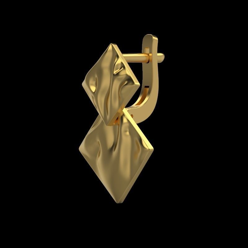 Women Earrings squares with waves 3dm stl 3D print model 3D print model_8