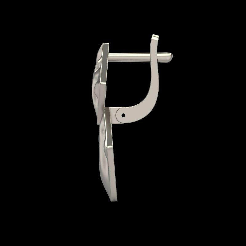 Women Earrings squares with waves 3dm stl 3D print model 3D print model_6