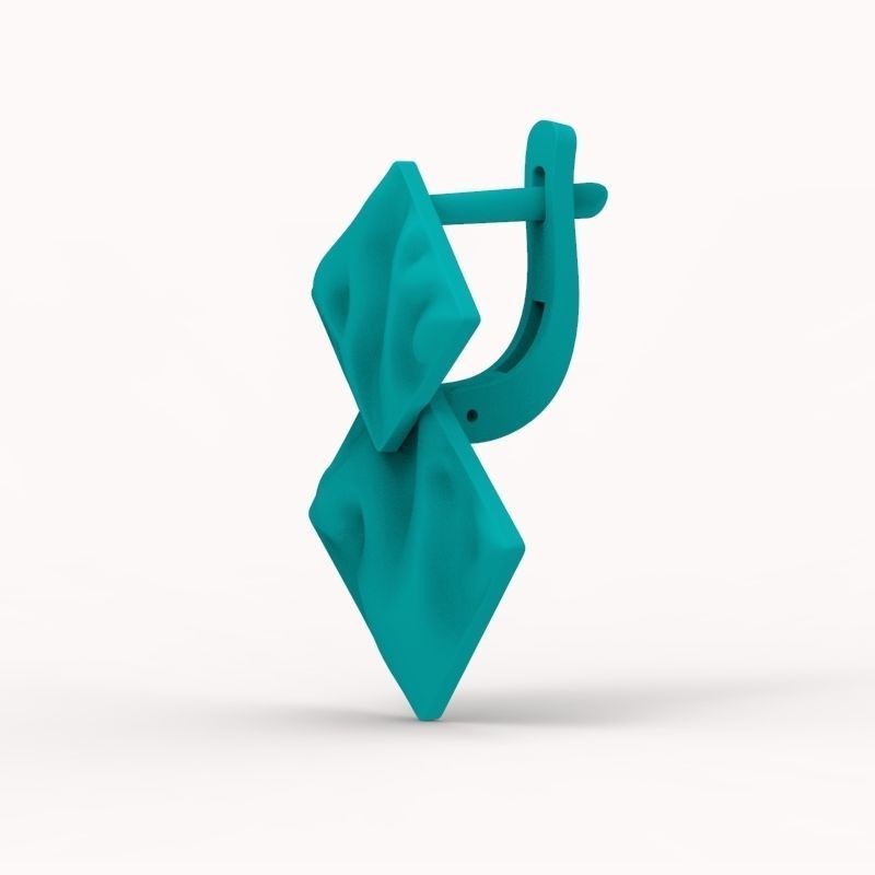 Women Earrings squares with waves 3dm stl 3D print model 3D print model_17