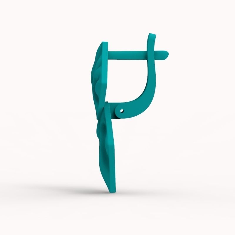 Women Earrings squares with waves 3dm stl 3D print model 3D print model_18