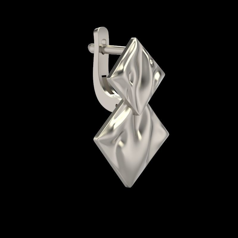 Women Earrings squares with waves 3dm stl 3D print model 3D print model_4