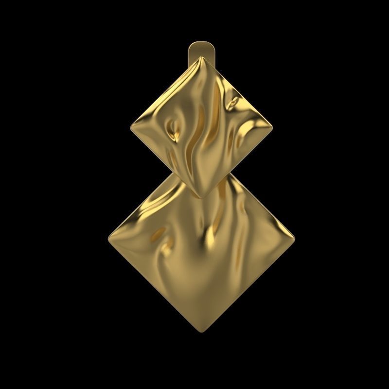 Women Earrings squares with waves 3dm stl 3D print model 3D print model_2