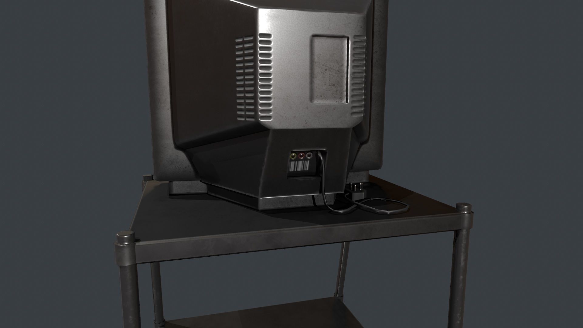 TV on Roll-out Cart Low-poly 3D model_25