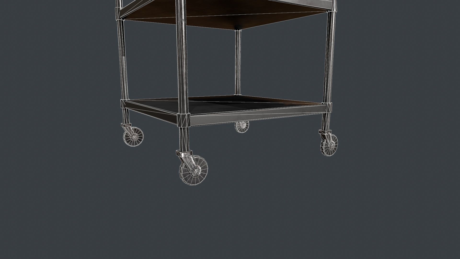 TV on Roll-out Cart Low-poly 3D model_18