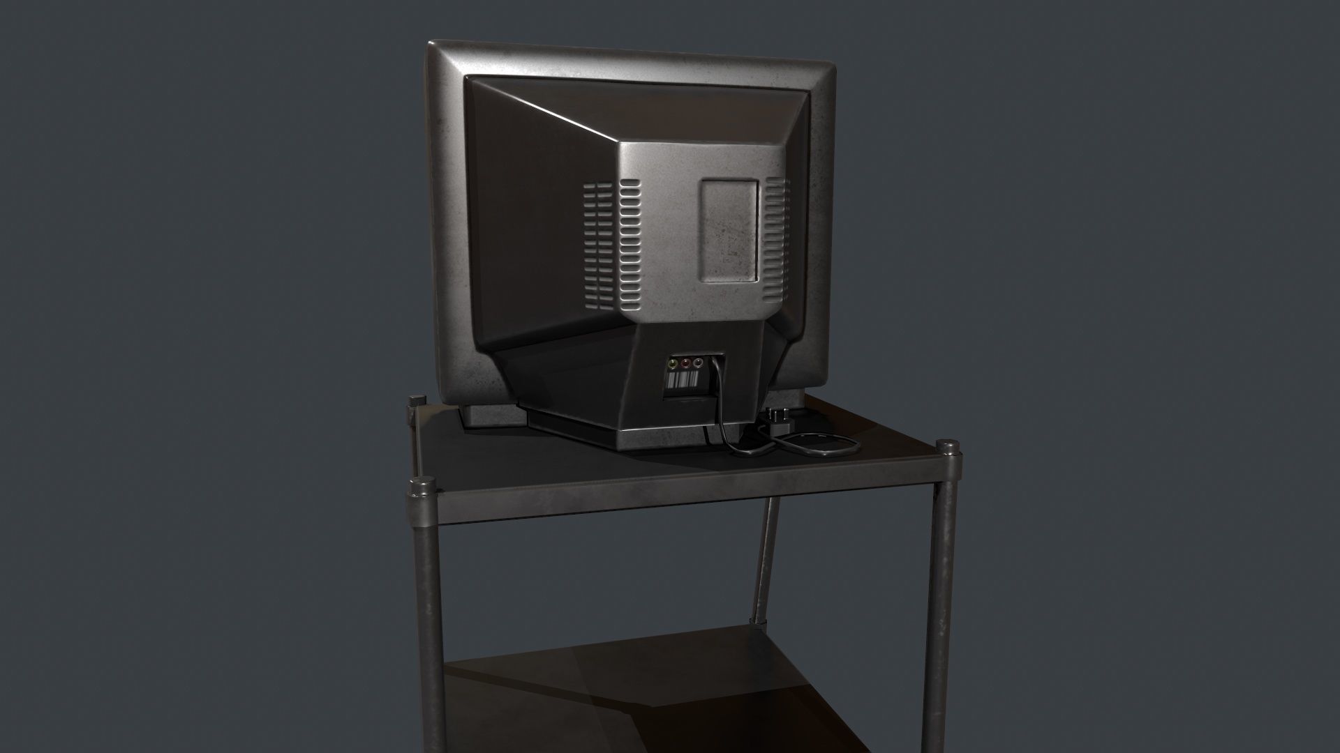 TV on Roll-out Cart Low-poly 3D model_23