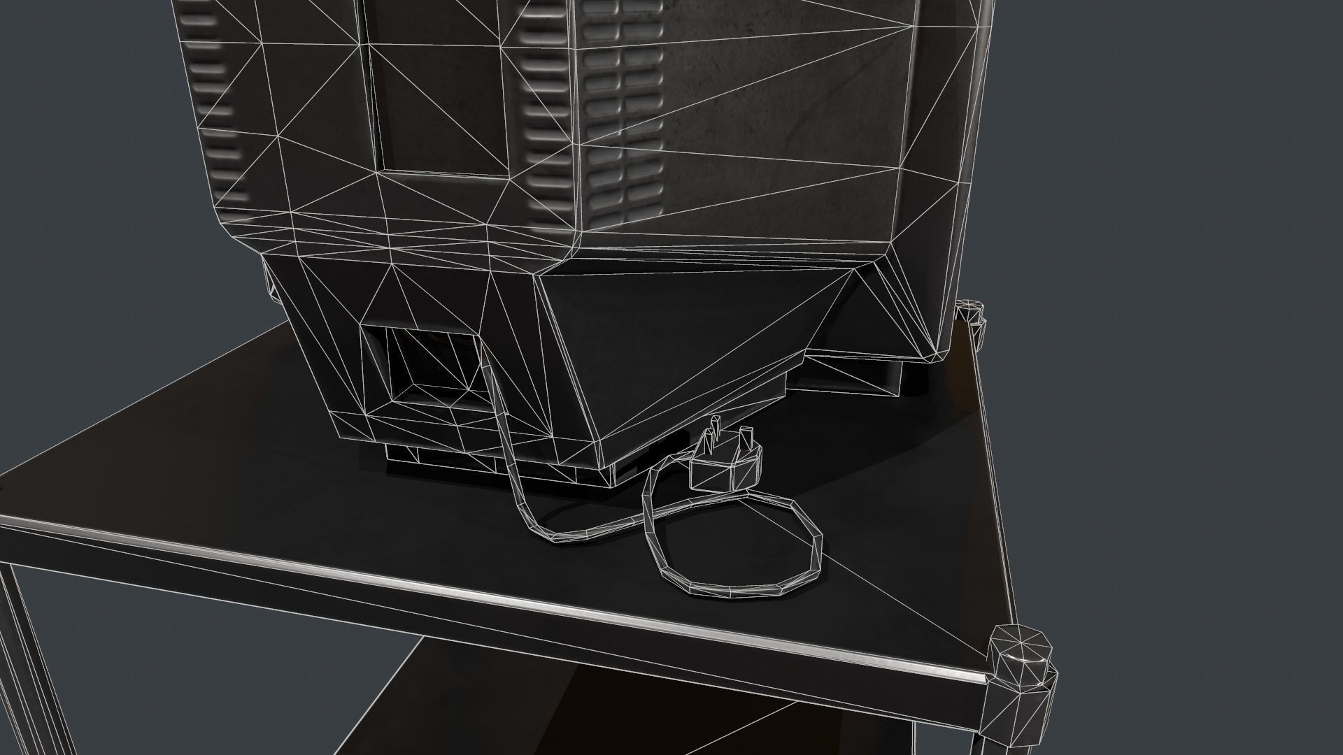 TV on Roll-out Cart Low-poly 3D model_22