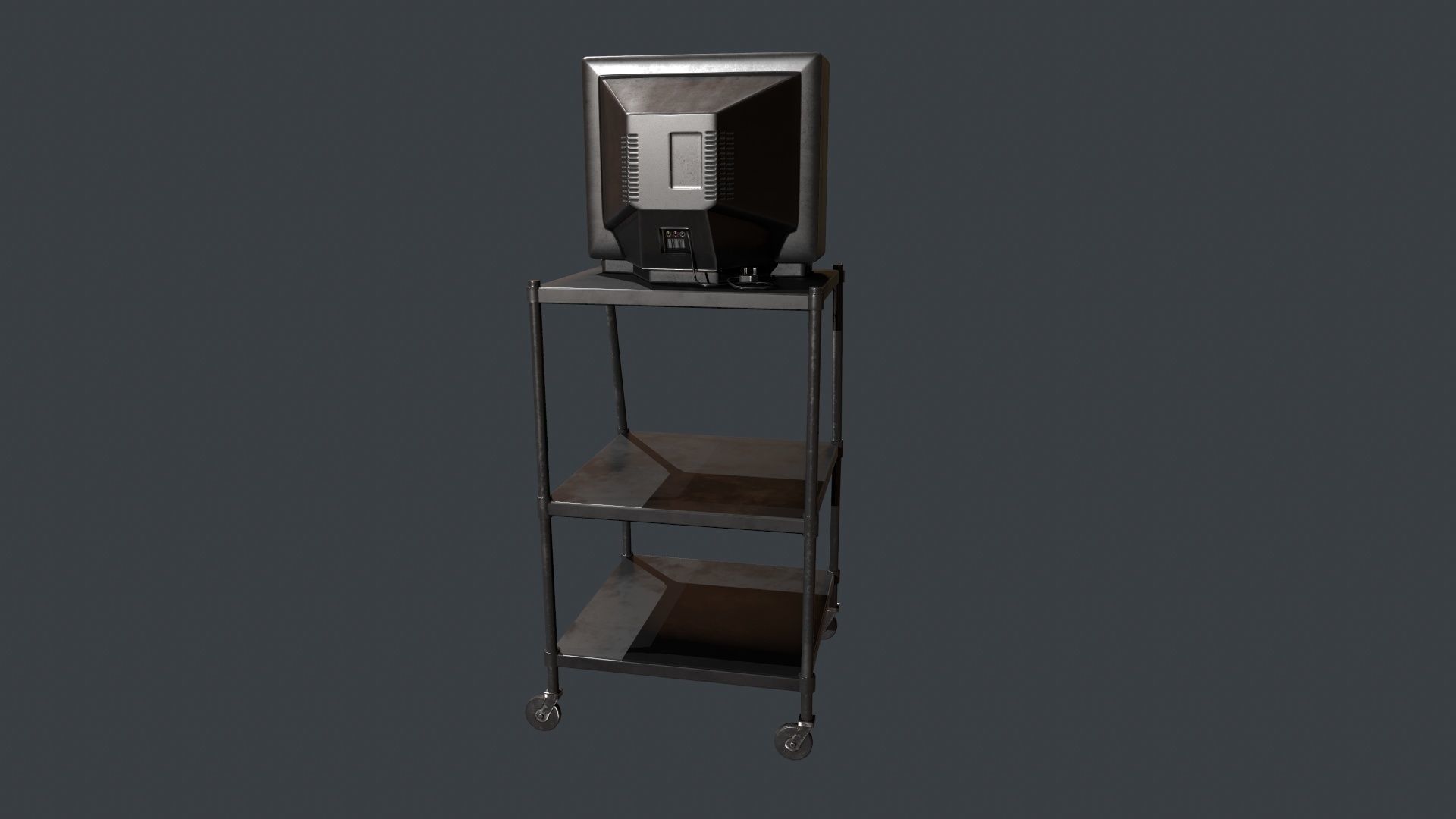 TV on Roll-out Cart Low-poly 3D model_19