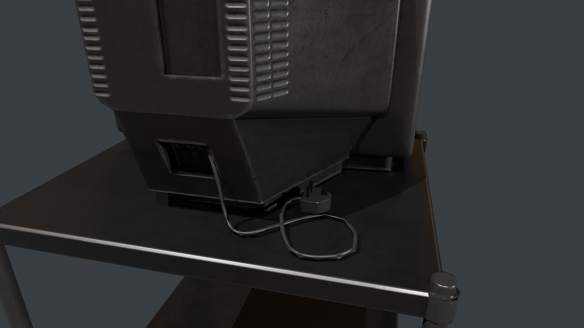 TV on Roll-out Cart Low-poly 3D model_21