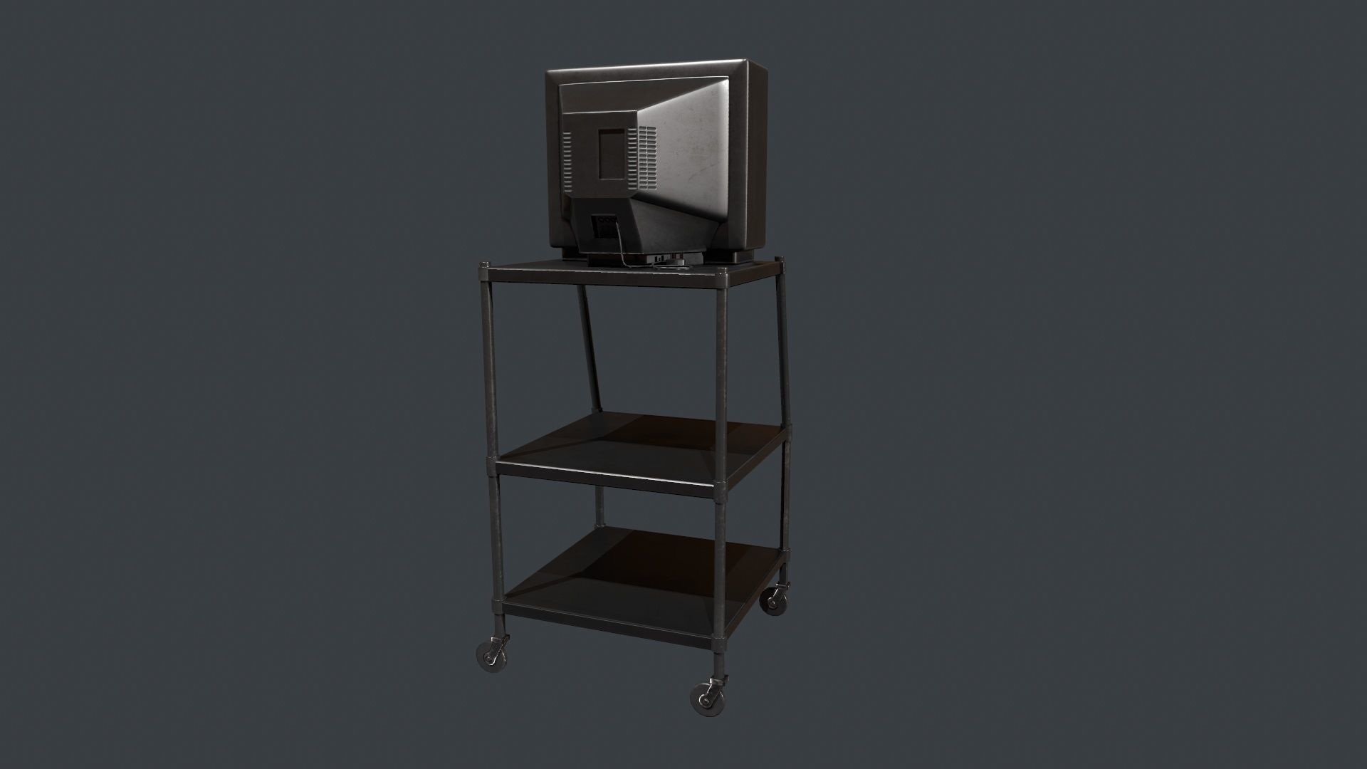 TV on Roll-out Cart Low-poly 3D model_10