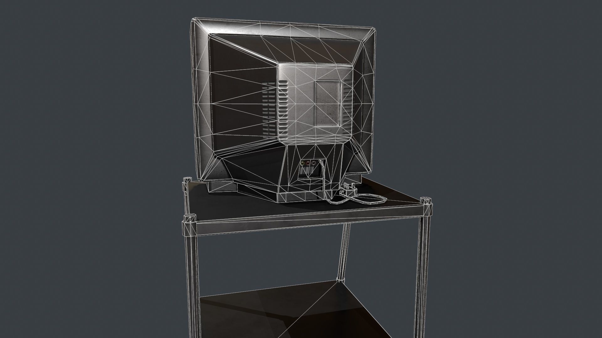 TV on Roll-out Cart Low-poly 3D model_24