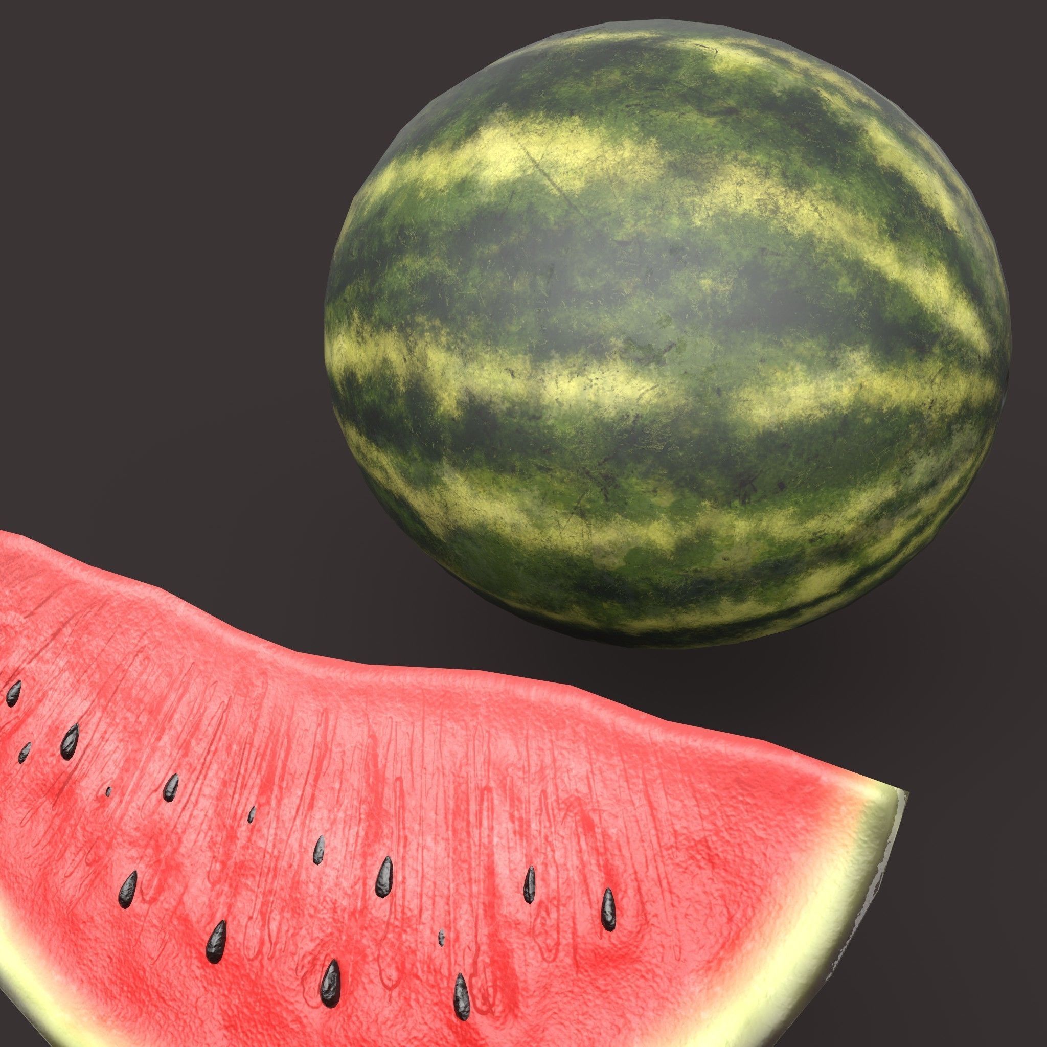 Watermelon Low-poly 3D model_13