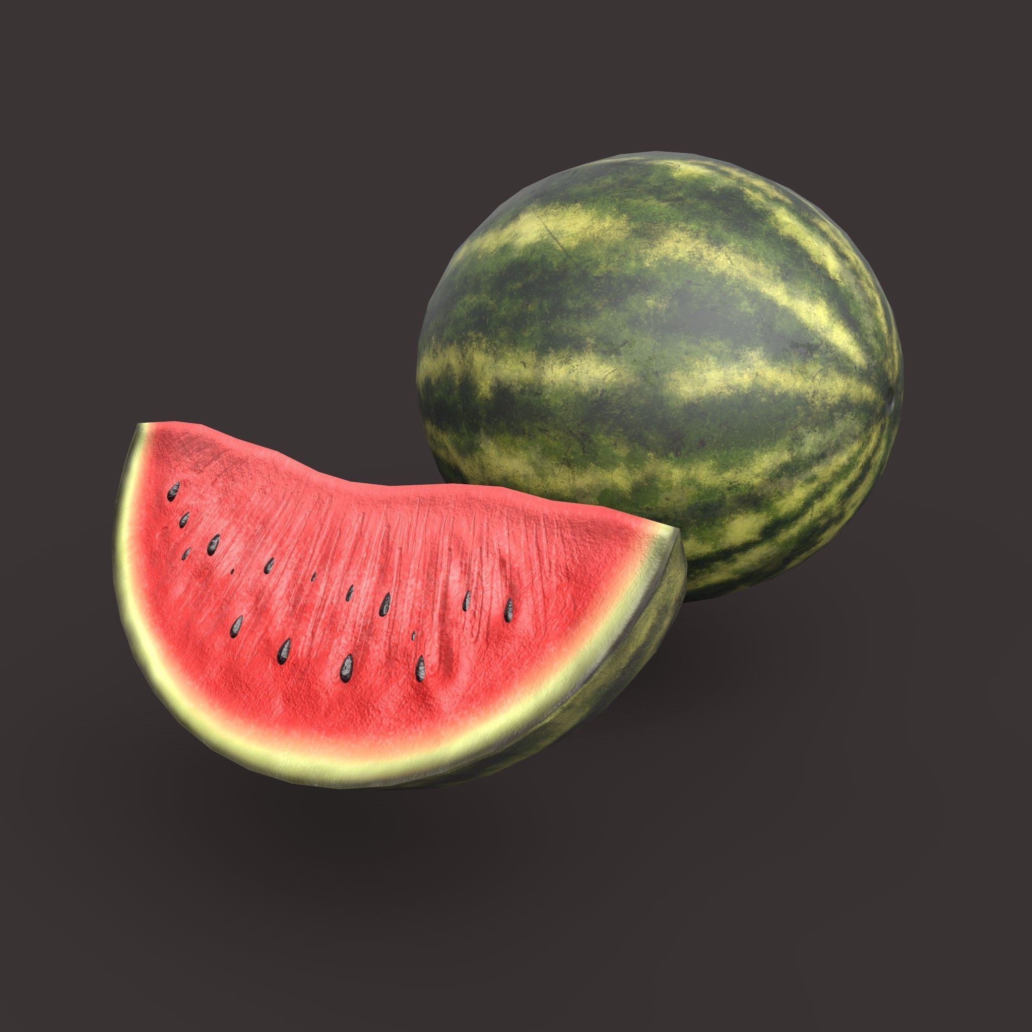 Watermelon Low-poly 3D model_3