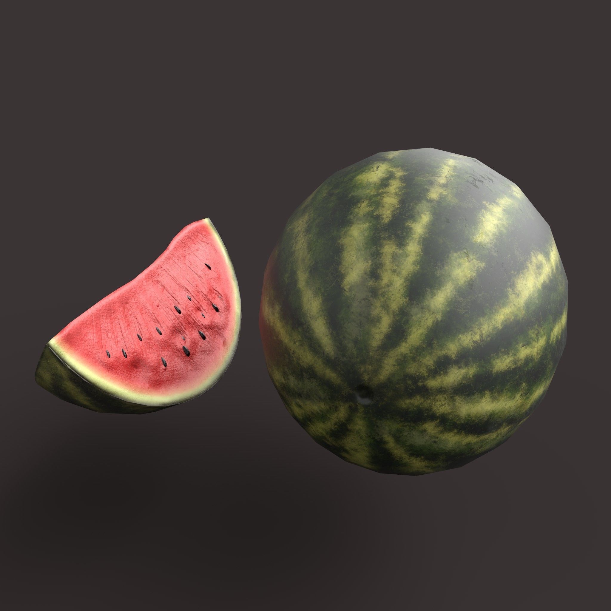 Watermelon Low-poly 3D model_14