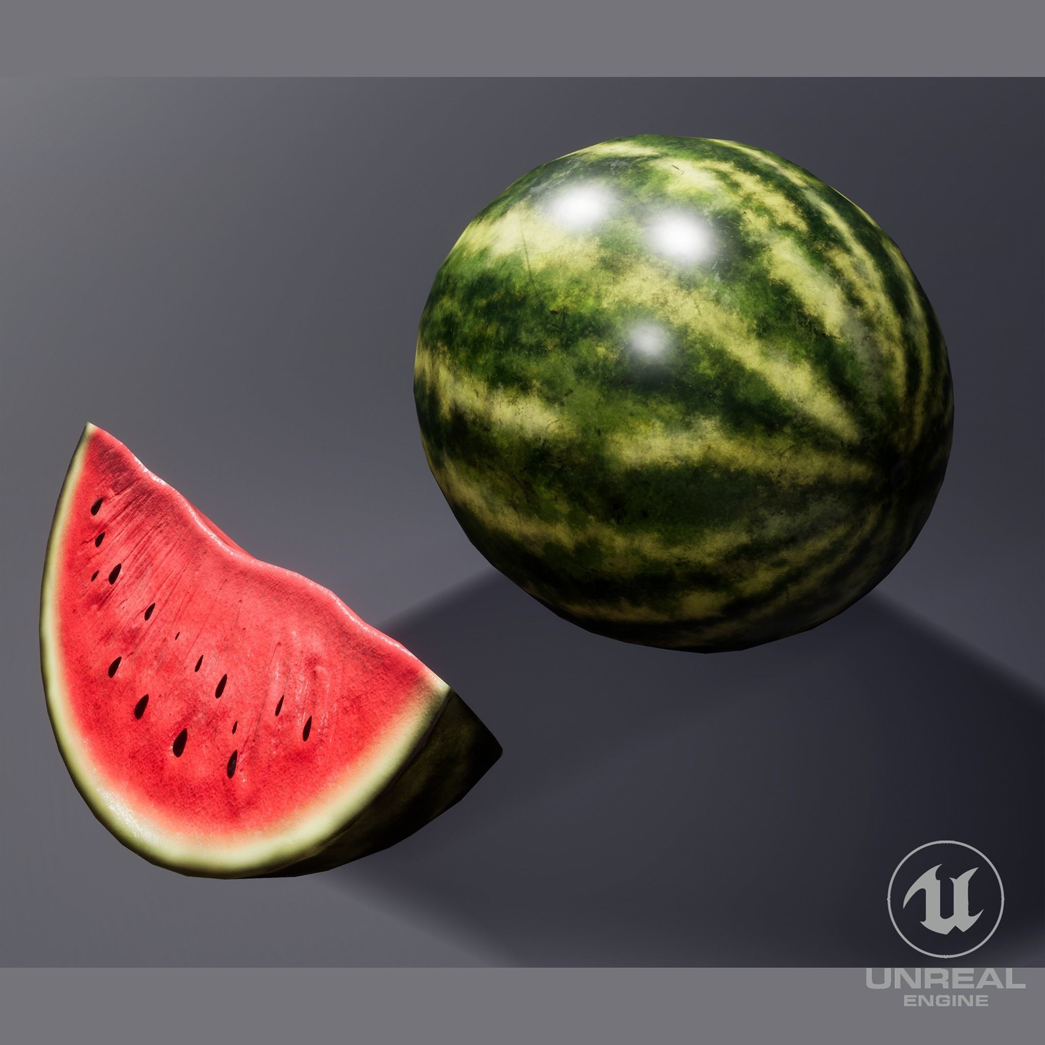 Watermelon Low-poly 3D model_8