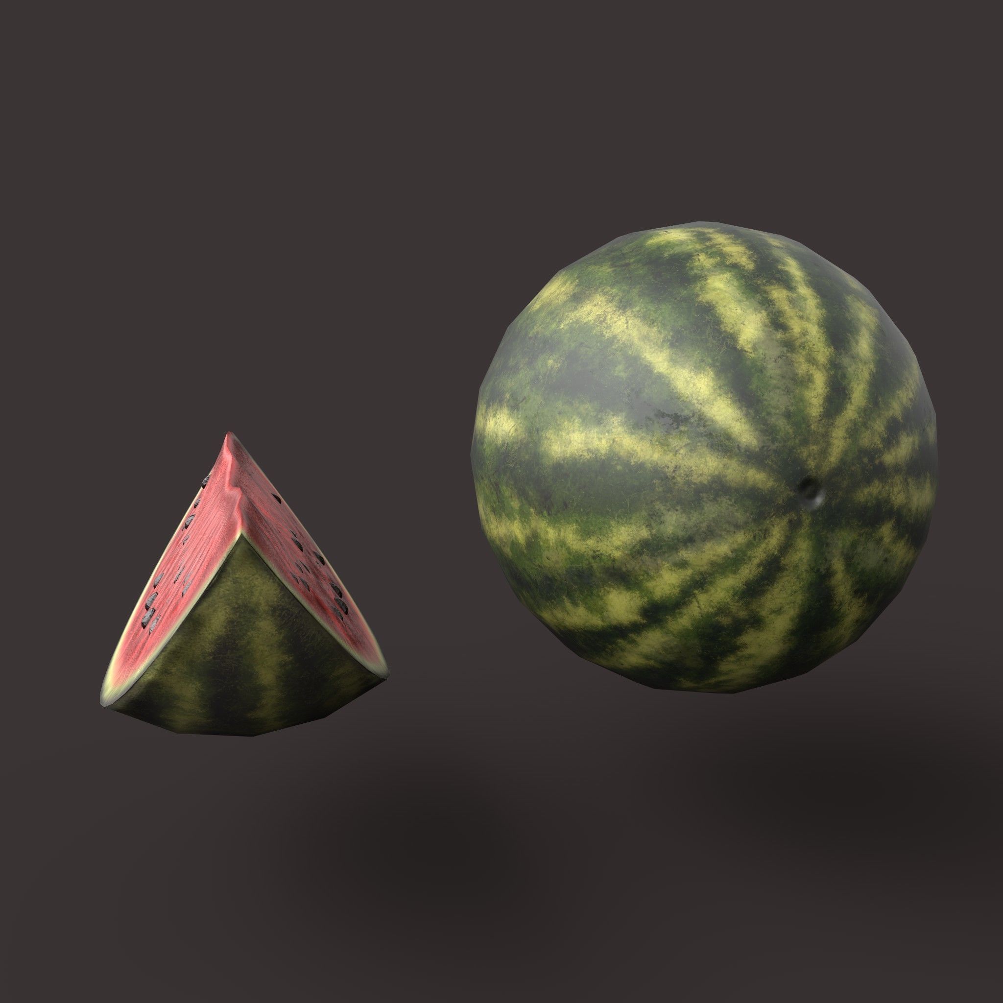 Watermelon Low-poly 3D model_12