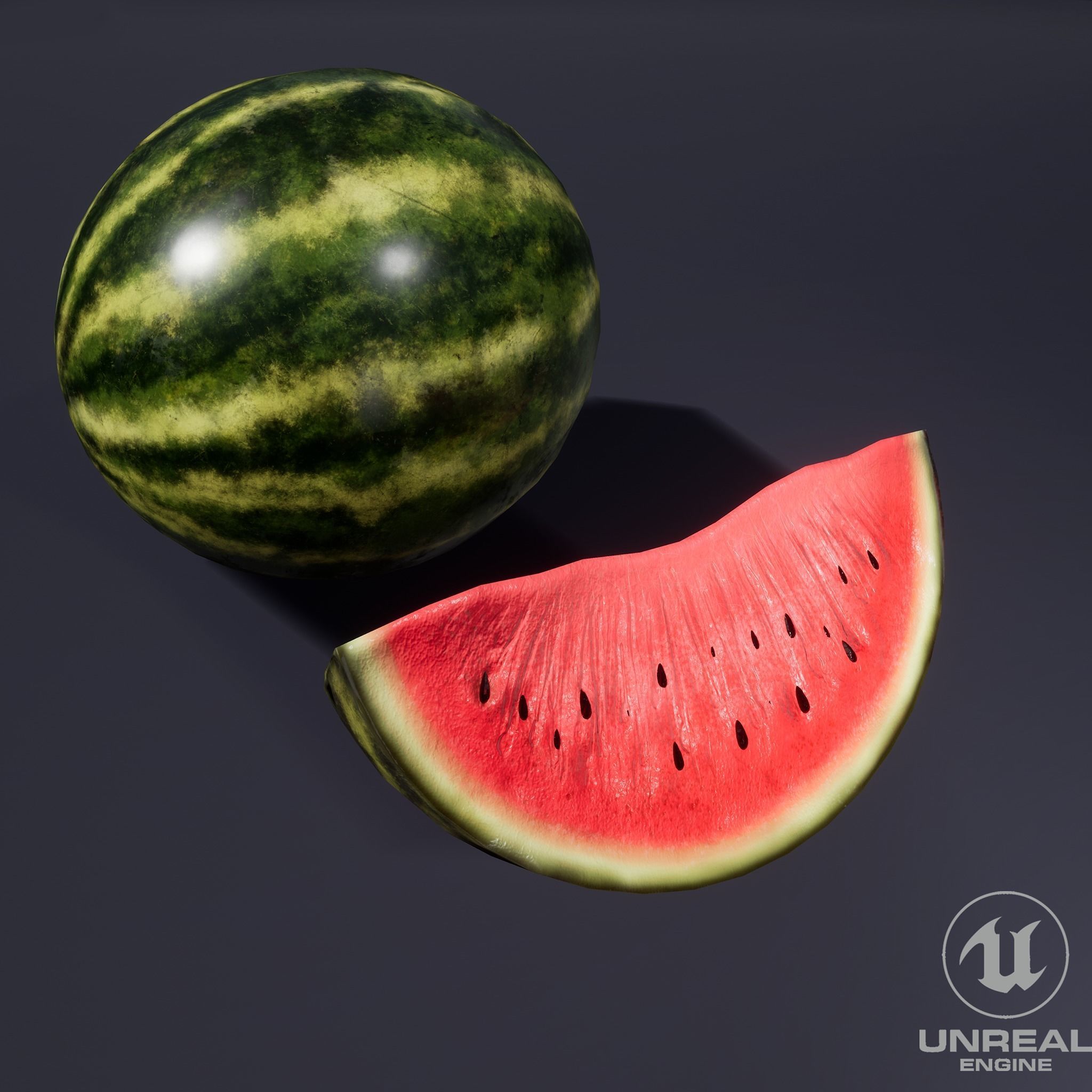 Watermelon Low-poly 3D model_6