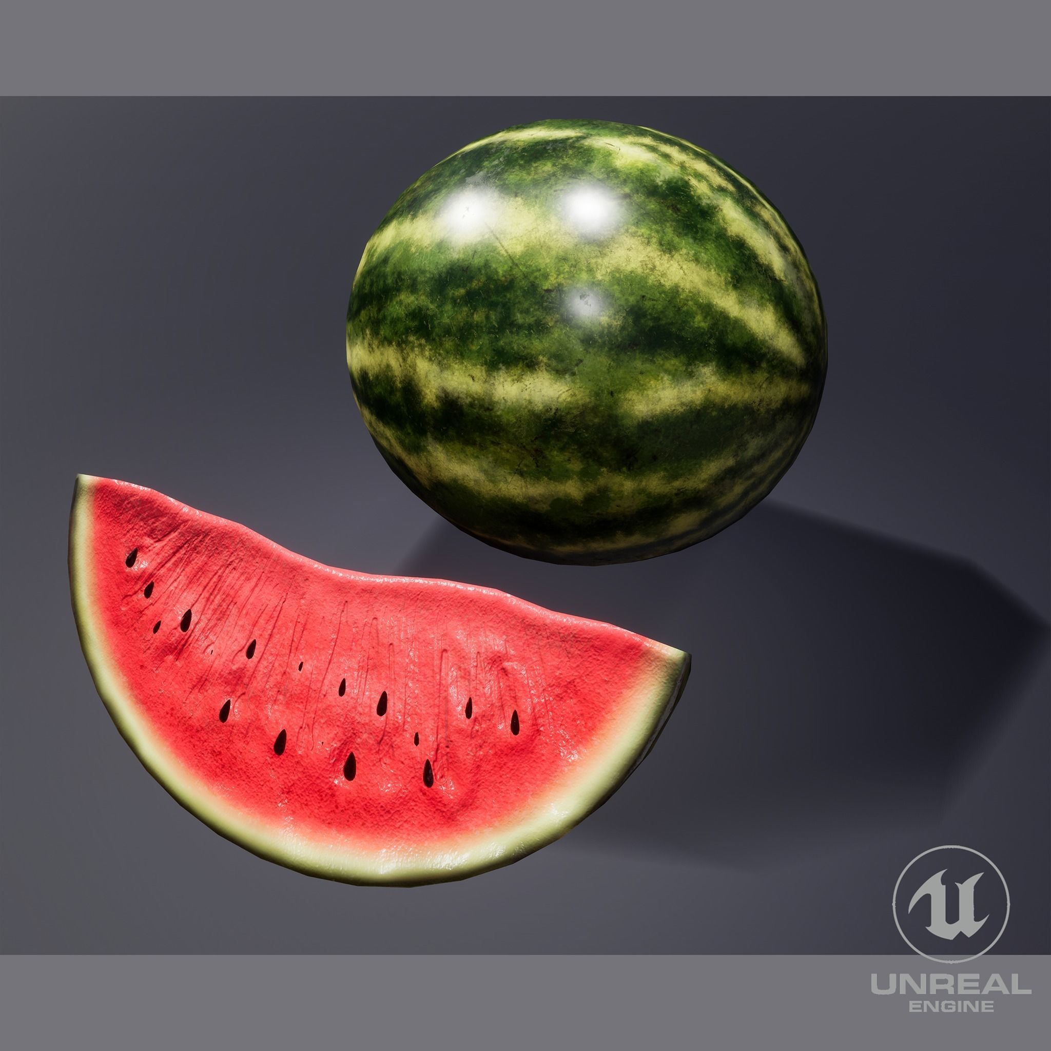 Watermelon Low-poly 3D model_7