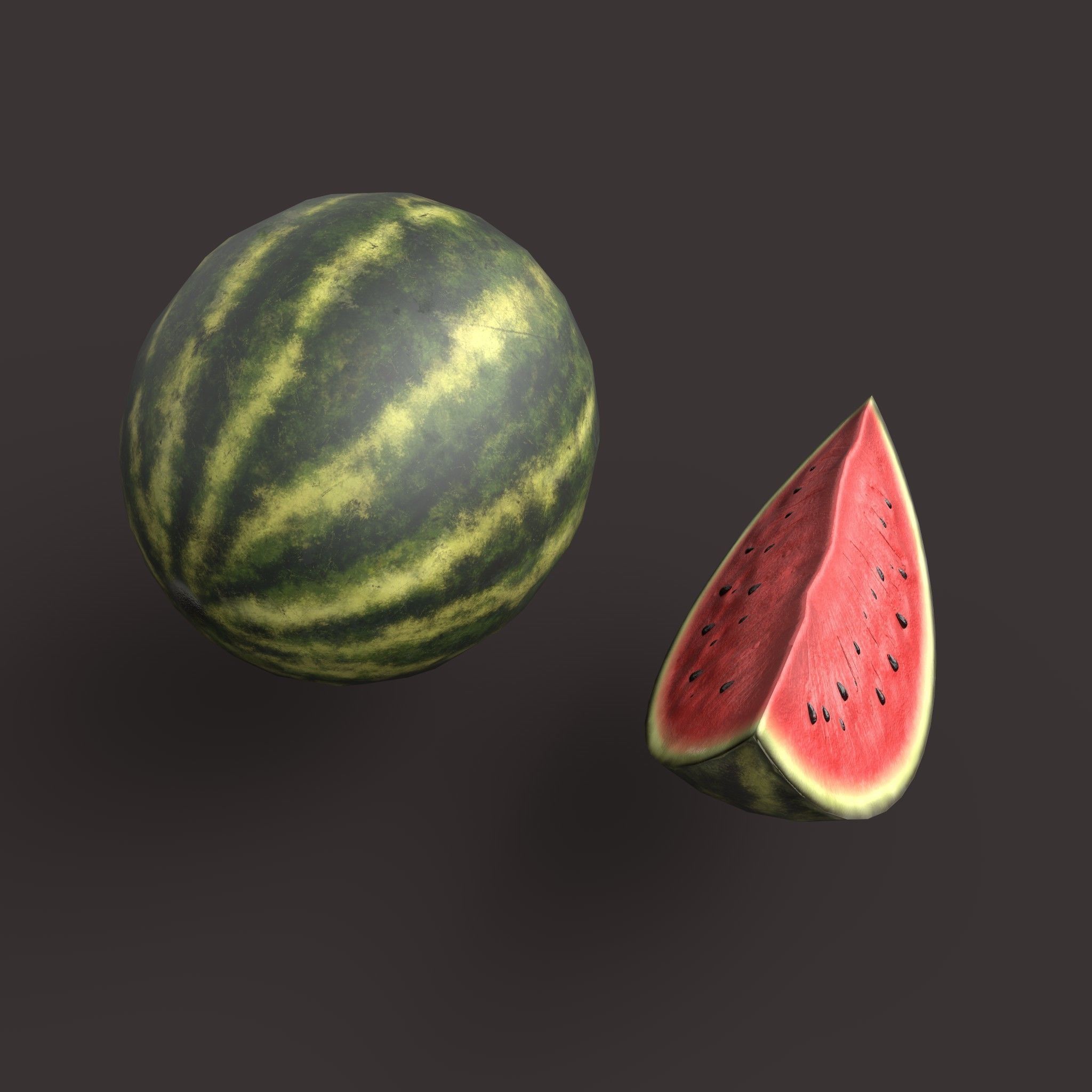 Watermelon Low-poly 3D model_10