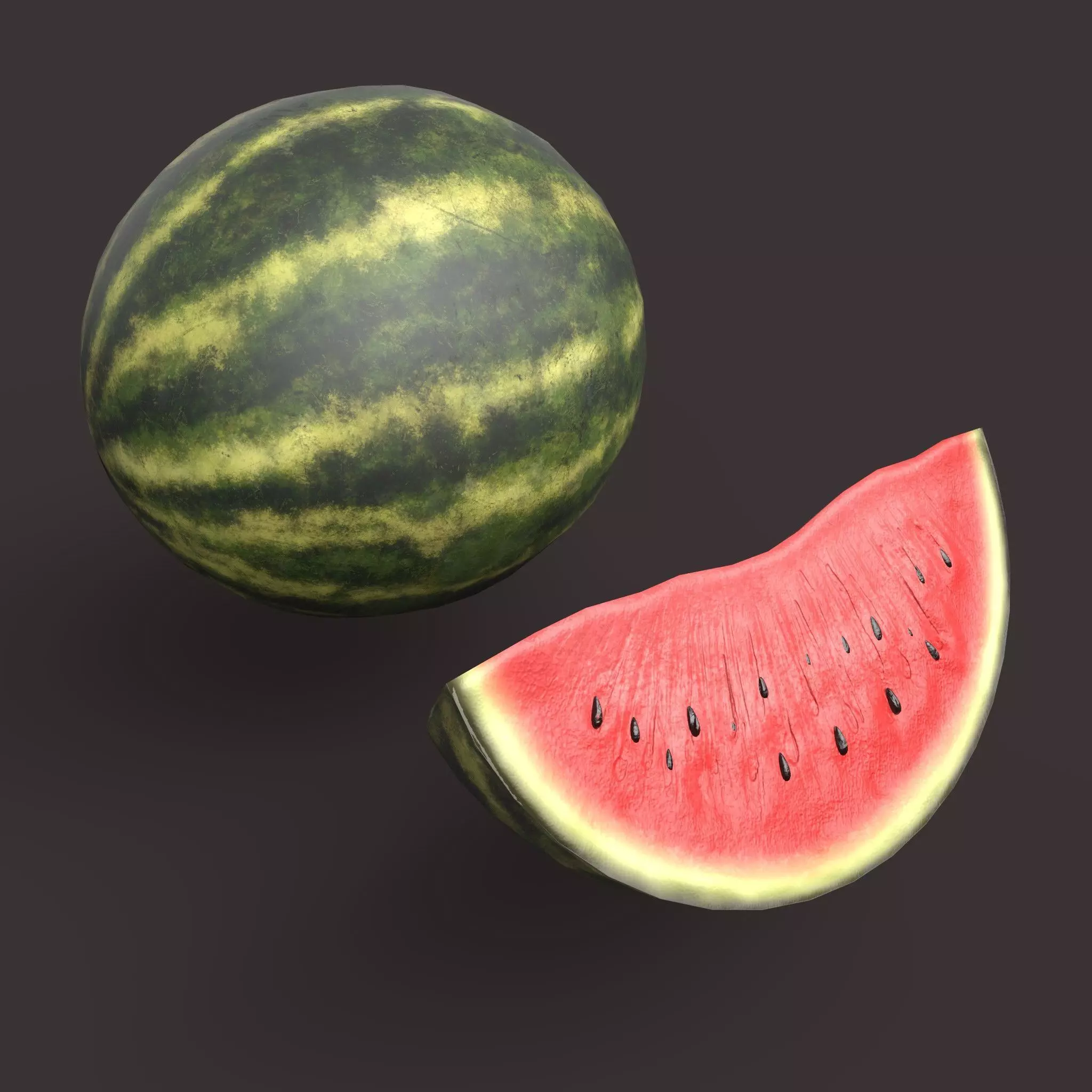Watermelon Low-poly 3D model_0
