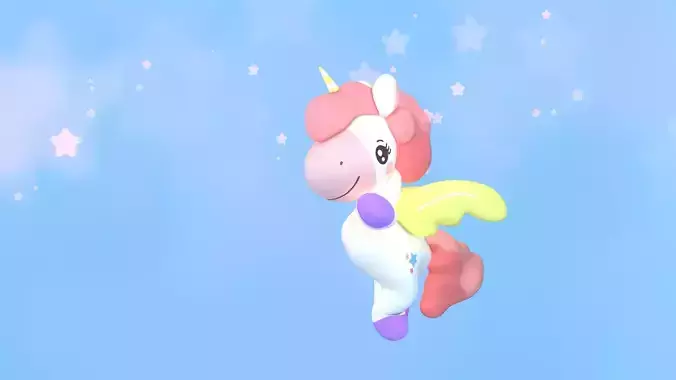 Stylized Unicorn  Pony 3d Model Rigged