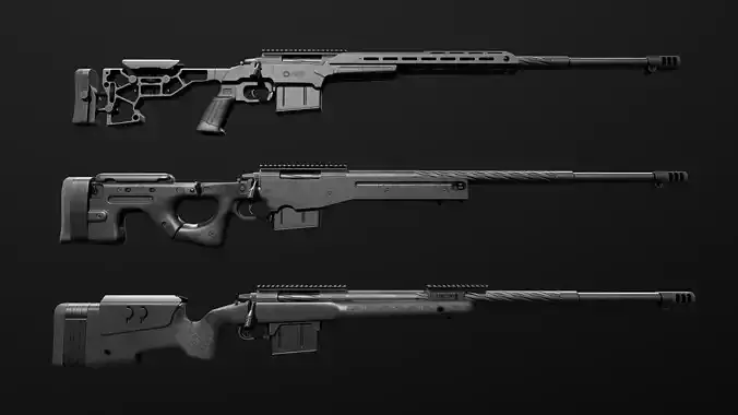Remington 700 Sniper Rifle Low-poly 3D model