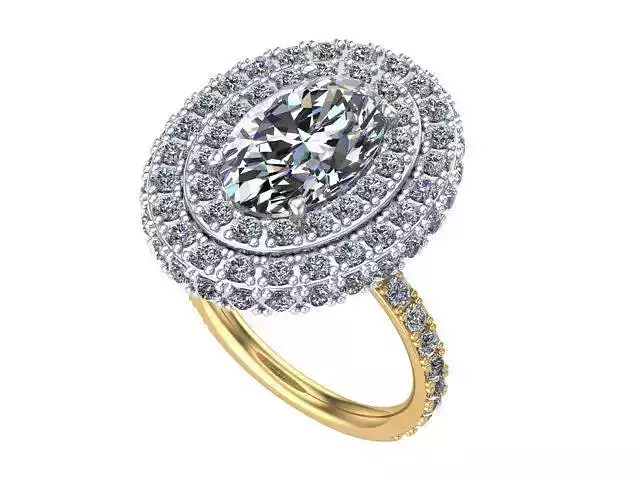 Oval Double Halo Ring 
