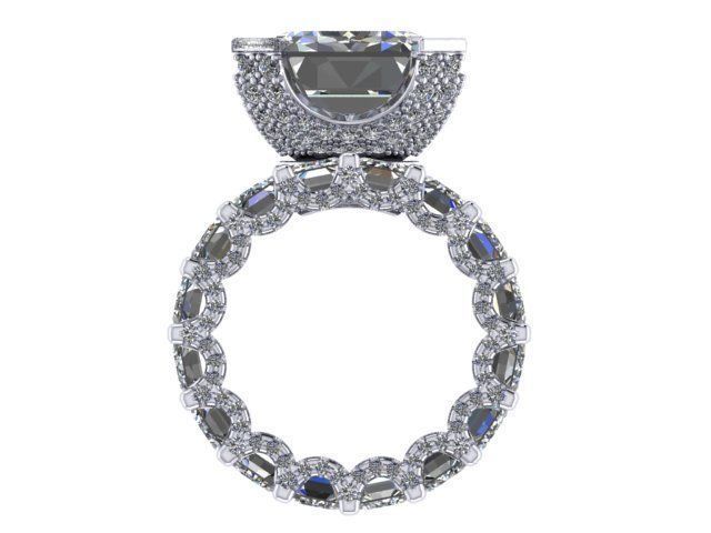 Silver Emerald Shaped Ring  3D print model_2